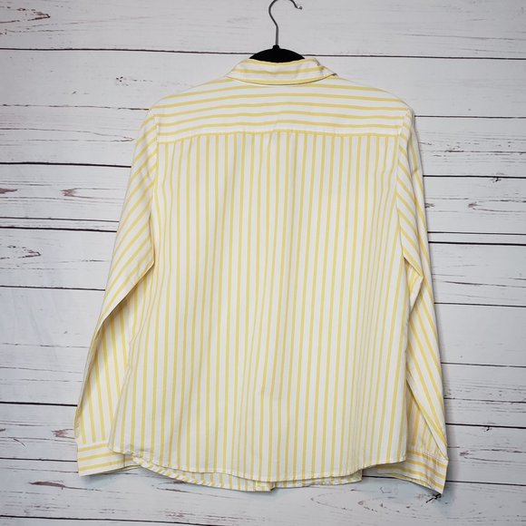 Chico's Yellow and White Stripe Button Down Shirt - Picture 2 of 11